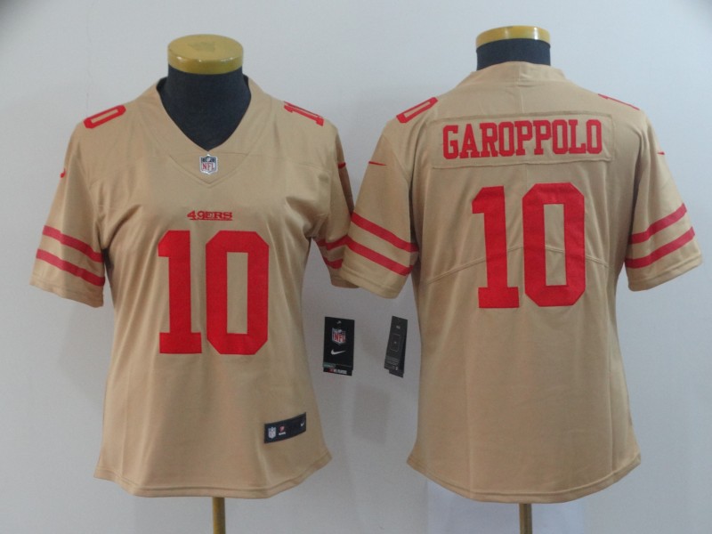 Women San Francisco 49ers #10 Garoppolo 2019 Vapor Untouchable Nike Yellow Inverted Legend NFL Jerseys